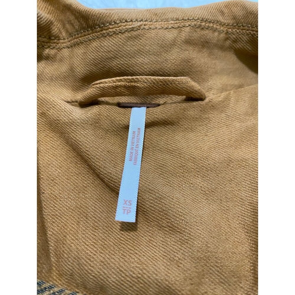 Free People Tan Brown Linen Cotton Oversized Blazer Jacket X-Small Preppy - Picture 11 of 15